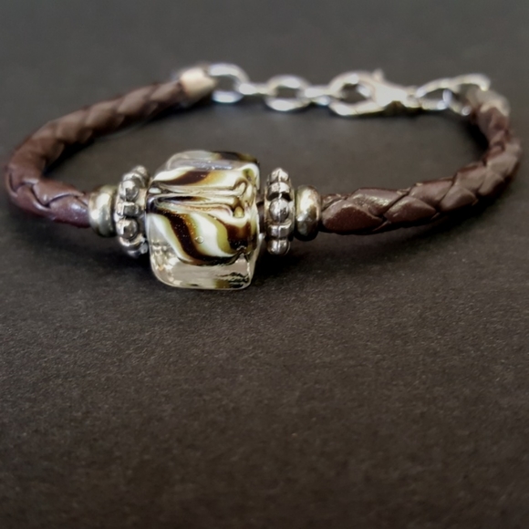 Braided Bracelet with Glass Bead - Picture 3 of 5